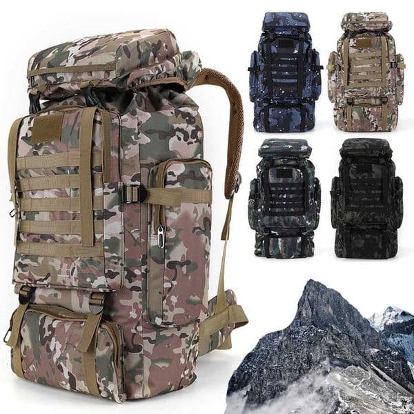 80L Tactical Camping Bag Backpack Large Capacity Mountaineering Backpack Waterproof Outdoor Sport Rucksack Travel AccessoriesXJ251106