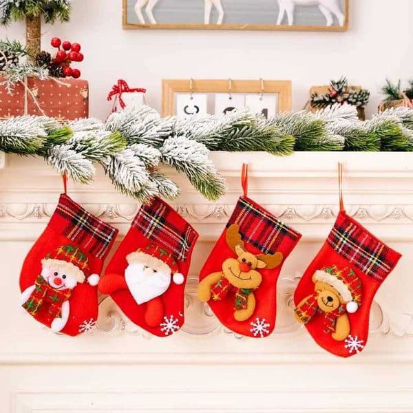 Merry Christmas Socks Christmas Tree Ornaments Sack Xmas Gift Candy Bag Cute Fabrics with Mtiple Styles To Choose Fr H251107
