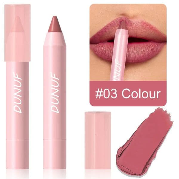 DUNUF Lipstick Pencil Waterproof Sexy Red Nude Purple Matte Tint Lipstick Lasting Lip liner Pen Longlasting Makeup Cosmetic 251107