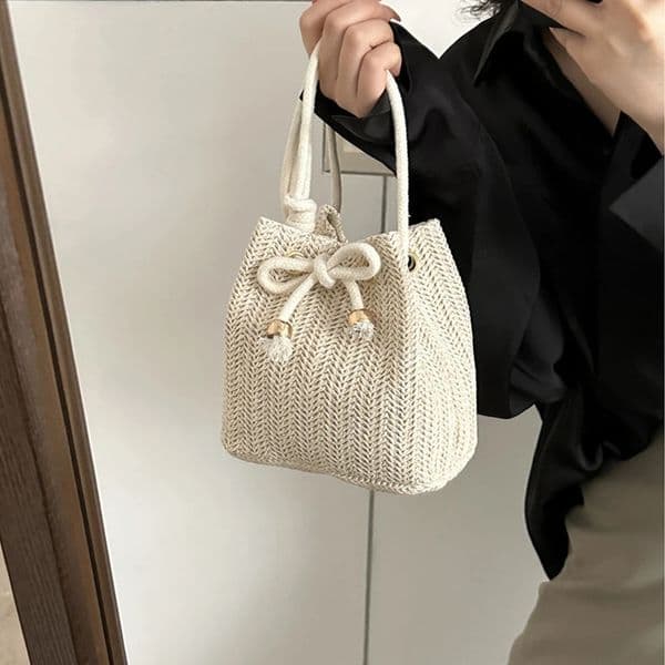 Straw Bags Cute Handbag Summer Beach Crossbody Purse Women Small Adjustable Strap with Drawstring 251106BANJIA