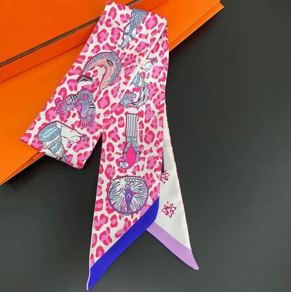 120-8cm Brand Design Printing Women Scarf Luxury Silk Scarf Fashion Hair Scarf Headband Skinny BagSmall Tassel Hair Accessories Bundled Ribbons