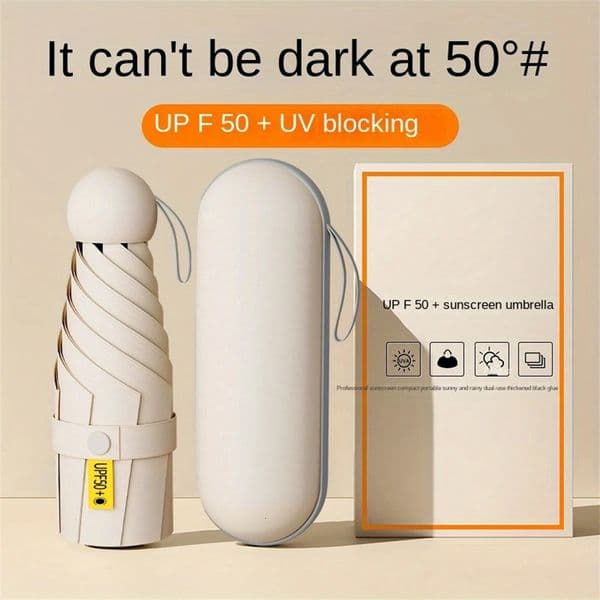 1pc Anti-Uv Mini Umbrella For Sunny And Rainy Days Portable With Uv Coating And 6 Reinforced Ribs 250407
