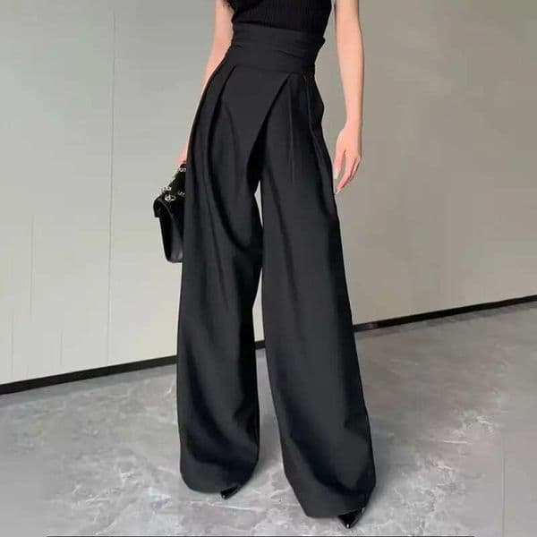 hoodie Women's Wear 2024 Black Design Wide-Leg Pants Women's Slimming Suit Pant Magic High Waist Loose Straight Drong Mopping Casual Trousers jacket