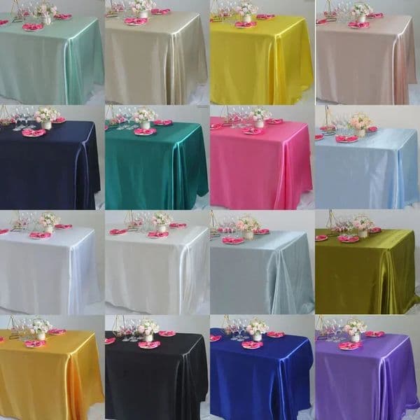 Reusable satin tablecloths for weddings wedding dresses party decorations polyester picnics rural Christmas tablecloths white/blue 250403
