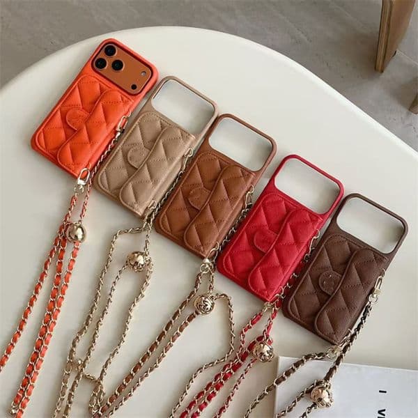 Luxury Crossbody Phone for 17 Cases Apple 16 Pro Max 14 13 12 15 plus 11 Designer Wallet Card Holders iPhone Case Chain Lanyard Mobile cover