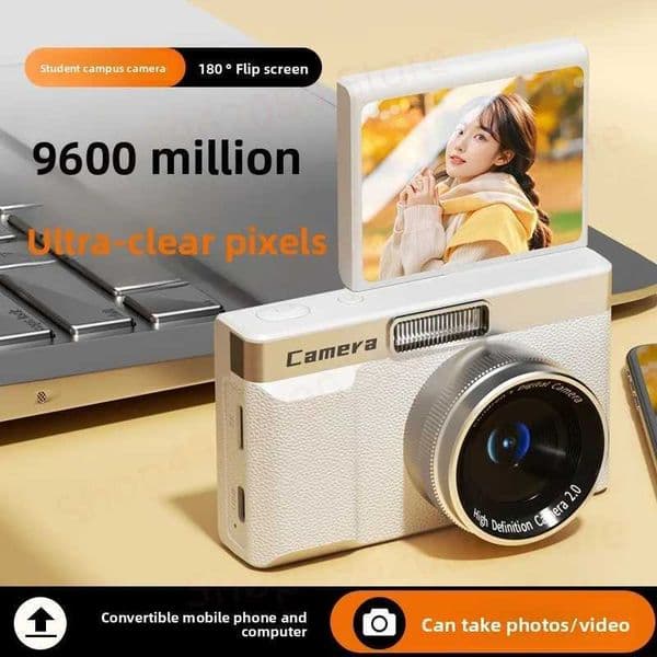 CCD Ultra HD Digital Camera 180 Flip Screen Cam 20MP Student Vlog for Campus 8x Zoom Ultra Light Selfie Digital Camcorder GiftW251107