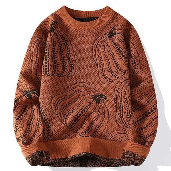 New Fashion Men Streetwear Knitted Pullovers Outwear Sweaters Man Pumpkin Casual Sweaters Quality Male Pullovers Clothing 4XLXJ251107