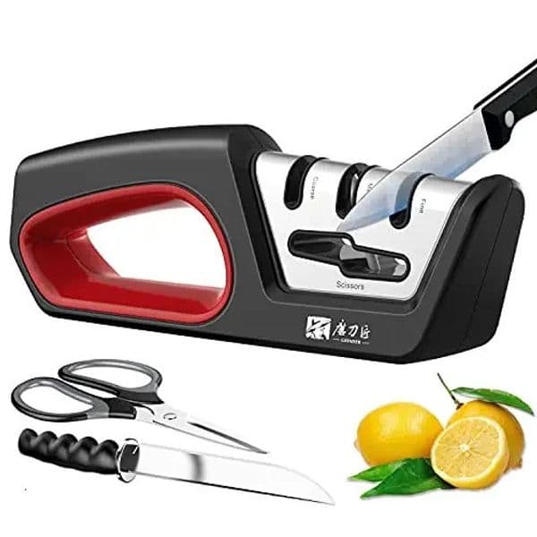 Four in one kitchen sharpener restores serrated blade knives and scissors diamond tungsten steel ceramics kitchen tools 251103