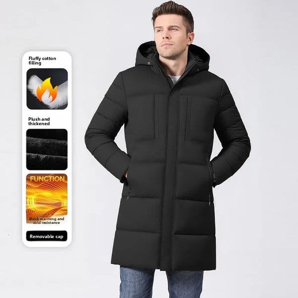 2025 mens winter coat outdoor casual sports windproof hooded thick warm winter clothing long military coat cotton jacket 251103