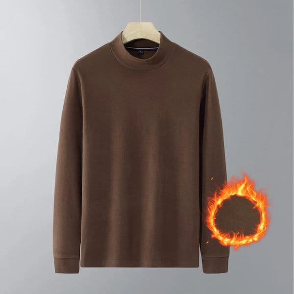 Autumn Mens Tshirt Plus Size Half Turtleneck Collar Long Sleeve Velvet Bottoming Shirt Warm Men Thermal Underwear Winter 251107