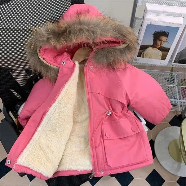 Winter childrens wear Plush thickened cotton coat windbreaker boys and girls medium length waist jacket 251107