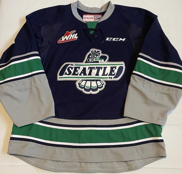 Custom Rare CCM Authentic Seattle Thunderbirds WHL Hockey Jersey Home Away Navy Blue White AHL Stitched Any Name And number