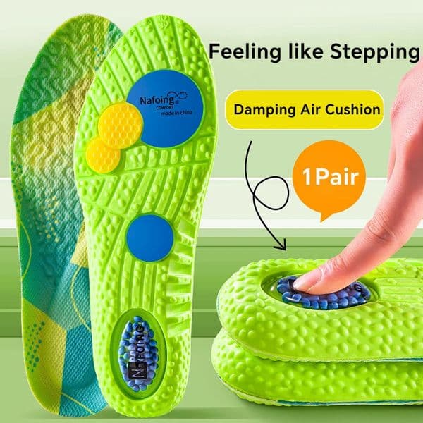 Sport Shock Absorption Insoles Green EVA Air Cushion Breathable Arch Support Orthopedic Shoes Pad Men Women Feet Care Insoles 251106