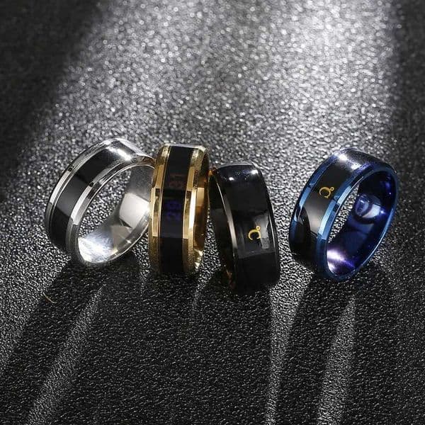Fashion intelligent temperature sensing digital display ring stainless steel neutral personalized anniversary jewelry pendant M250407
