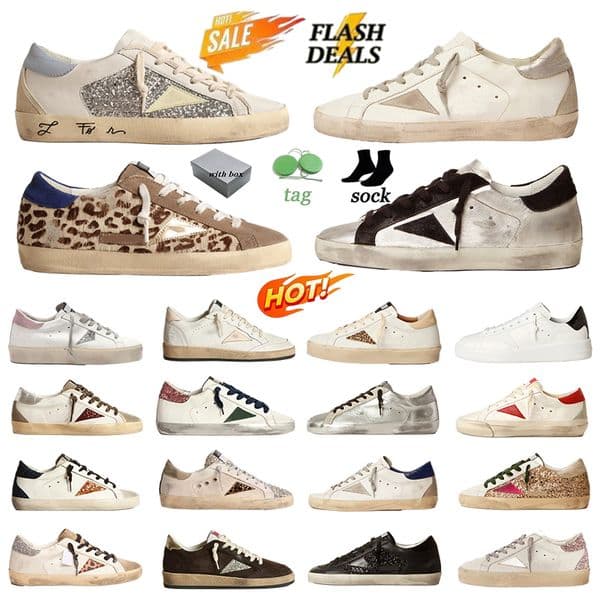Designer Shoes Super Star Sneakers Mens Womens Hi Star Ball stars Leather Italy Suede Goldstar Sequined Leopard White Beige Do-old Dirty Dad shoe Classic Casual shoes