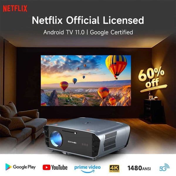 4K UHD Android 11 ProjectorNetflix Licensed 5G WiFi Dolby Video Outdoor Portable Home Cinema 80000 Lumens Projectors 2025 New X250407