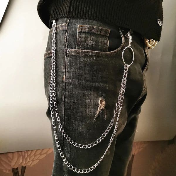 Long Metal Belt Chain Rock Punk Hook Trousers Pant Waist Link Metal Wallet Chain Keychain Ring Clip Keyring HipHop Jewelry 251104
