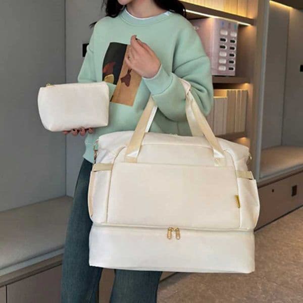 Womens fitness bag large fitness training bag dry wet separation yoga handbag with shoe pockets sports handbag waterproof travel bagXJ250408