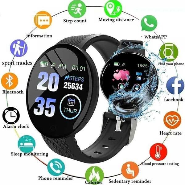 D18 smartwatch for mens and womens sports fitness D18 smartwatch waterproof watch Eoth sleep heart rate monitor suitable for Android IosXJ250408