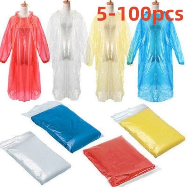5100 disposable raincoat with hood adult emergency waterproof used for camping hiking outdoor activities 250408