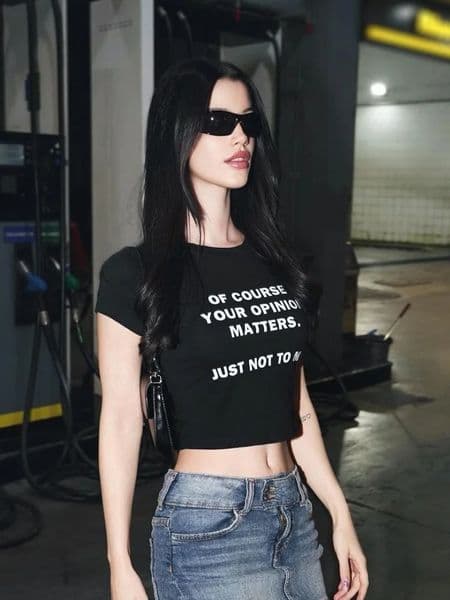 Fashionable tight fitting spicy girl street Y2K letter printed Harajuku short sleeved Tshirt clothing baby 250407BJ