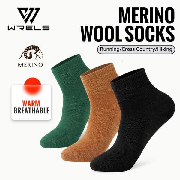 WRELS 123 Pairs Merino Wool Socks Breathable Hiking for Men Women Sweat Wicking Cushion Winter Warm Sports 251107BANJIA