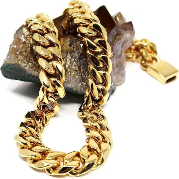 High Quality 16MM Cuban Chain Curb Men and Women 925 Sterling Silver Gold Cuban Link Chain