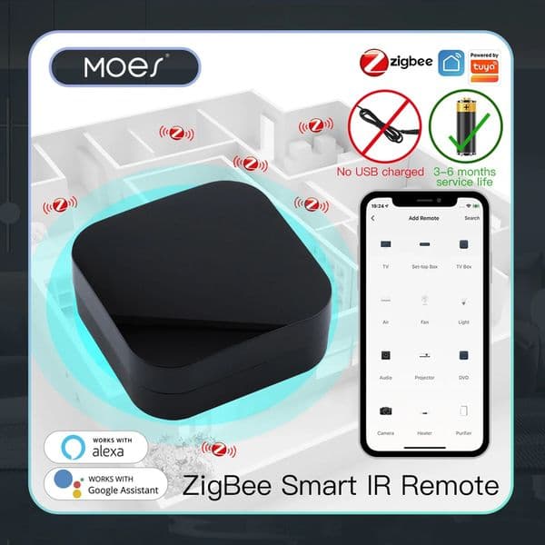 MOES Tuya ZigBee Smart IR Remote Control Universal Infrared Remote Controller for Smart Home works with Alexa Google Home 250402