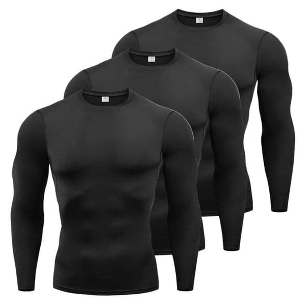 1 or 3 Pack Mens Compression Shirts Long Sleeve Workout Gym T-Shirts Running Tops Cool Quick Dry Sports Baselayer Undershirts 251105