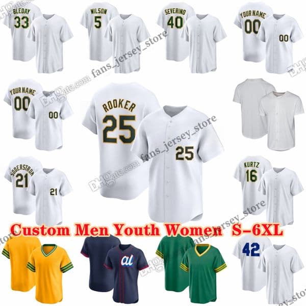 Custom S-6XL Baseball Jerseys 5 Jacob Wilson 16 Nick Kurtz 21 Tyler Soderstrom 25 Brent Rooker 11 Brett Harris 20 Zack Gelof 2 Darell Hernaiz Schuemann Alvarado Baez