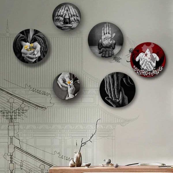Art Gesture Decorative Plate Wall Desk Ornaments Ceramic Pendant Personality Design Cooperative Friendly Hand Pose X250408