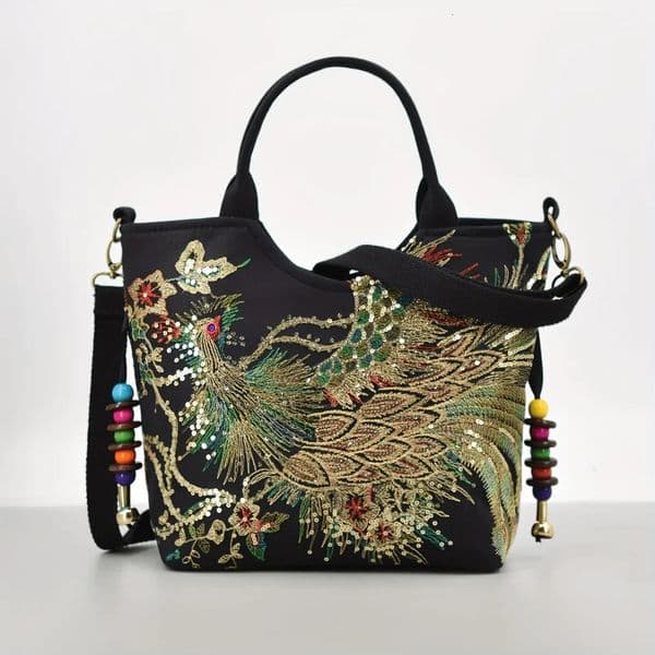 Phoenix Embroidered Sequin Handbag Ethnic Style Womens Travel Bohemian Bag 251107BANJIA