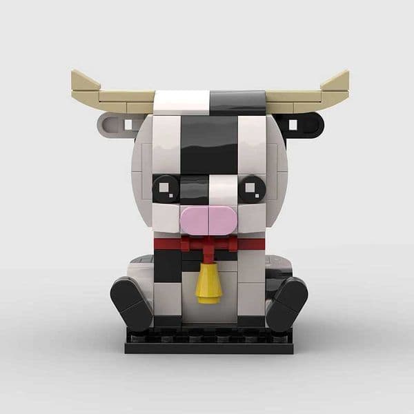 Animal MOC Cow Brick Cute Creative DIY Desktop Decoration Building Blocks Childrens Toys Gifts Pet Cow Models W250408