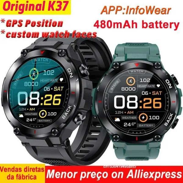 Top K37 GPS smartwatch for men 1.32 IPS 480mAh fitness tracker custom dial heart rate IP68 waterproof outdoor sports smartwatchXJ250408