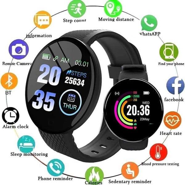 D18 smartwatch suitable for iOS Android mens etooth fitness tracker sports bracelet heart rate blood pressure childrens smartwatchXJ250408
