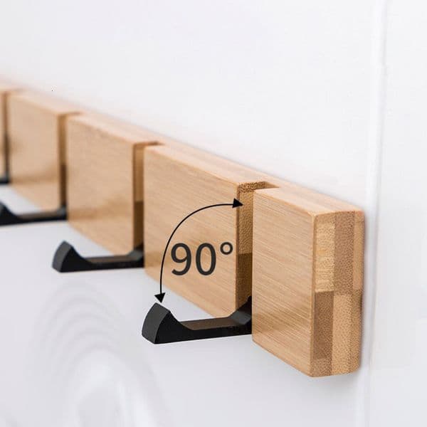 Creative Wooden Invisible Foldable Over Door Clothes Rack Wall Mounted Hook for Entrance and Bedroom