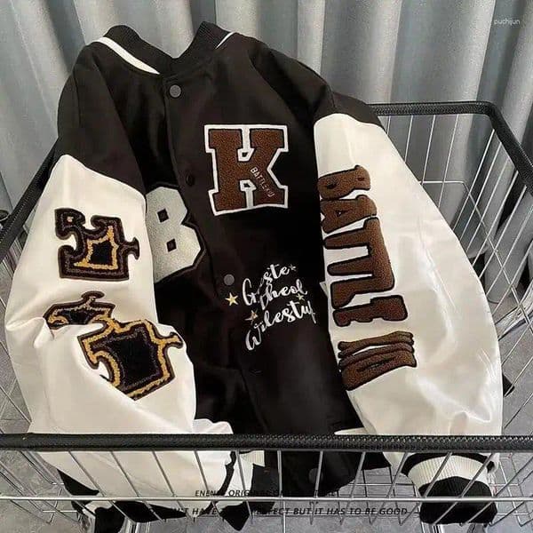 Men And Women Casual Jacket Letter Embroidered Coat Loose Fit Baseball 2025 Spring Style Trendy Color Block Couple Jacket American Thin Material Size S-3xl