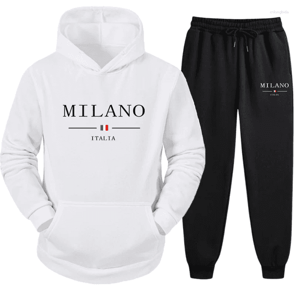 Mens Tracksuits Mens Tracksuit Hooded Sweatshirts For Men High Quality City Print Hoodies Pants Set S Casual Jogging Suit European Style