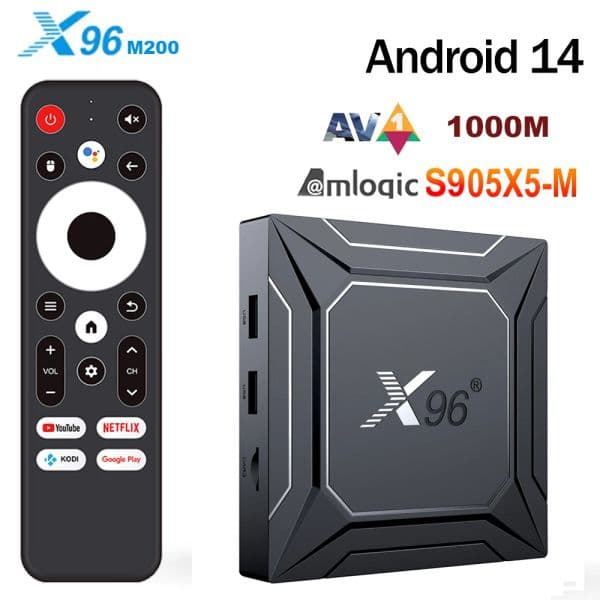 X96 M200 Android 14 Amlogic S905x5m Smart TV BOX 4Gb 64Gb 1000M Av1 BT TVBOX 2.4G 5G Dual Wifi 4G32g Set Top Box Media Player