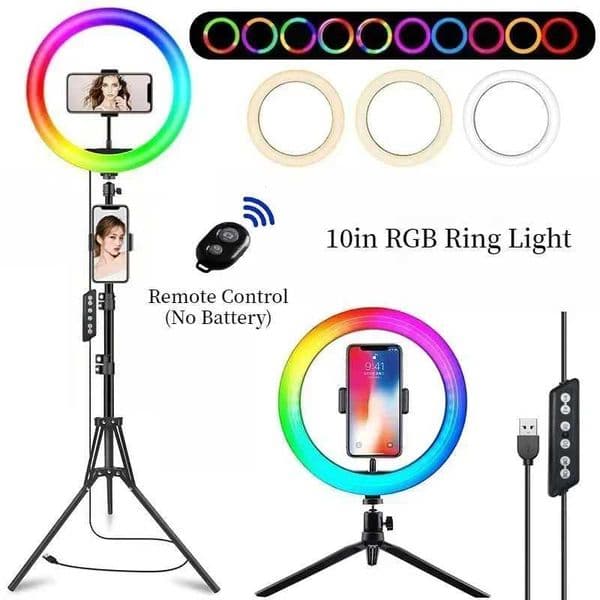 10 inch 26cm selfie ring light RGB tripod phone stand photography ring light circular fill light LED color light tripod makeup X250409