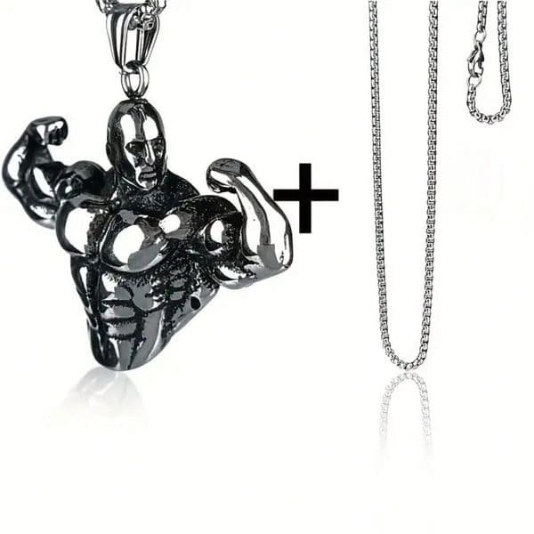 Bodybuilding Arm Muscular Men Pendant Men's Sports Fitness Necklace Fashion Creative Personality Jewelry Punk Jewelry Gift