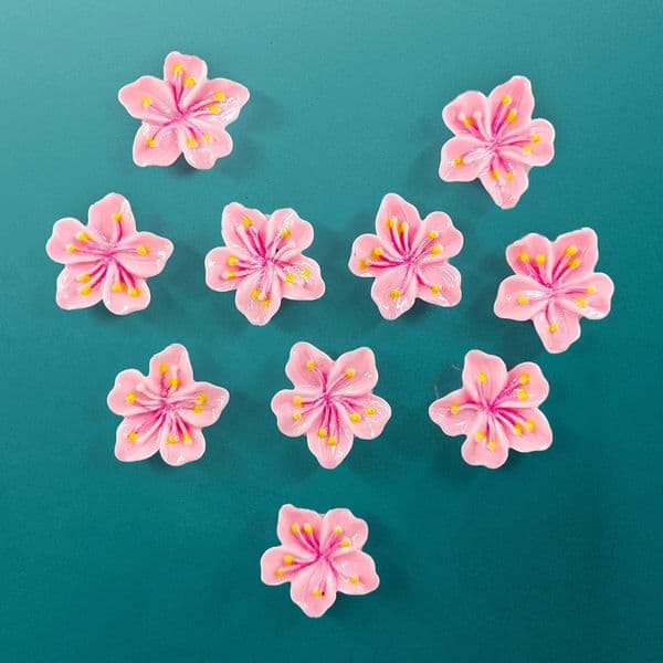 10pcs Pink Cherry Flower Figurine Resin Refrigerator Fridge Magnet Whiteboard Sticker Diy Decoration Kitchen Accessories 250407BJ