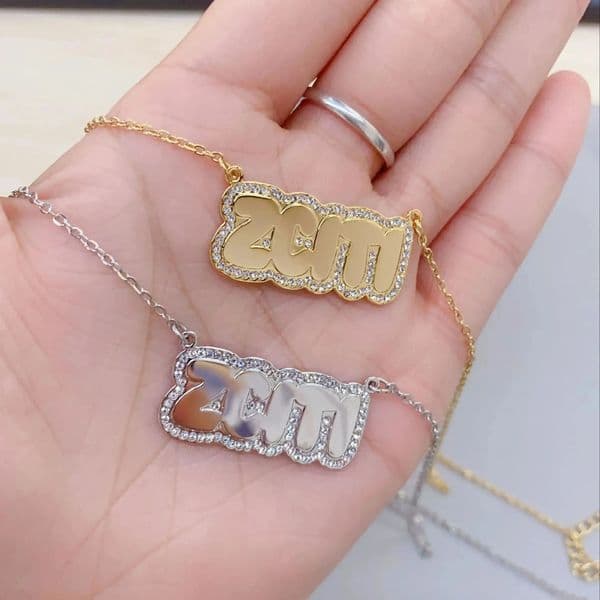 Diamond Name Necklace Bubble Letter Crystal Personalized Gold Necklaces Pav Cubic Zirconia Y2k Pendant Jewelry For Women Gifts 251107