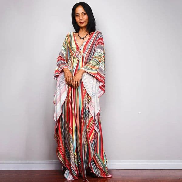 Beach Maxi dress plus size swimsuit cover womens ethnic print Kaftan holiday set bathroom cardigan kimono 250409