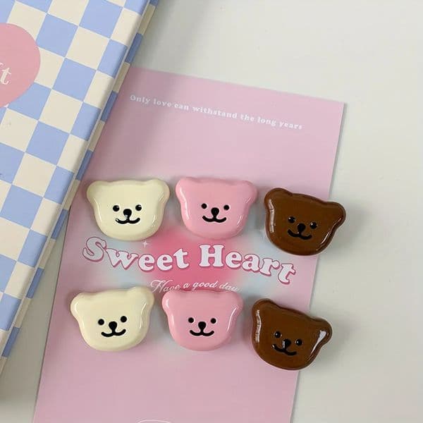6pcs Set Refrigerator Magnet Cute Bear Ornament Pink Bear Whiteboard Fixed Sticker Kitchen Home Decoration 250407