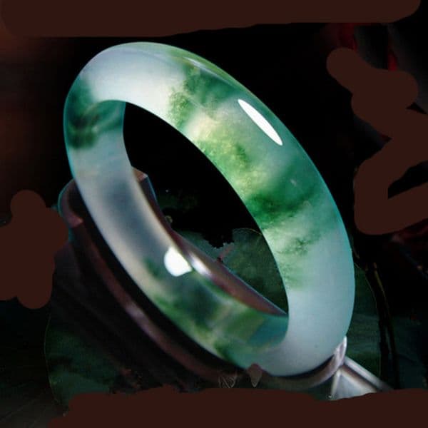 jade bracelet Ice Seed Women's Bracelet goddess Lover's Gift Pure handmade craftsmanship Green Floating Flowers