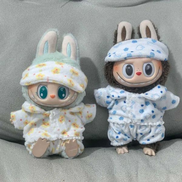 15/17cm LABUBU Doll Fuzzy Pajama Set For Gen1 2 3 Labubu Clothing Accessories Sitting ParXJ251110