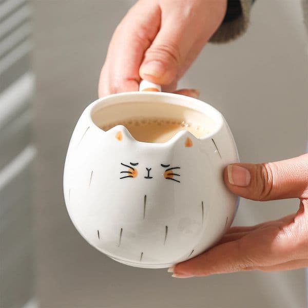 Ceramic water cup afternoon tea milk coffee cute cat shaped mug home drinking set 251107