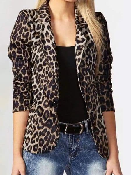 ZANZEA Women OL Blazer Spring Fall Fashion Ladies Office Sexy Button Up Outwears Leopard Print Female Leopard Lapel Coats 250409BJ