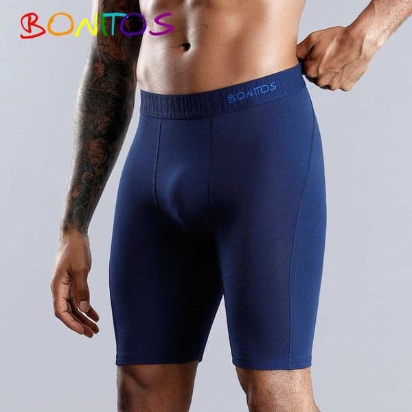 BONITOS Men Boxer Long leg Boxer Men Underwear Men Underpants Erkek Natural Cotton Sexy Boxer Shorts Top Brand Underwear Soft L260511